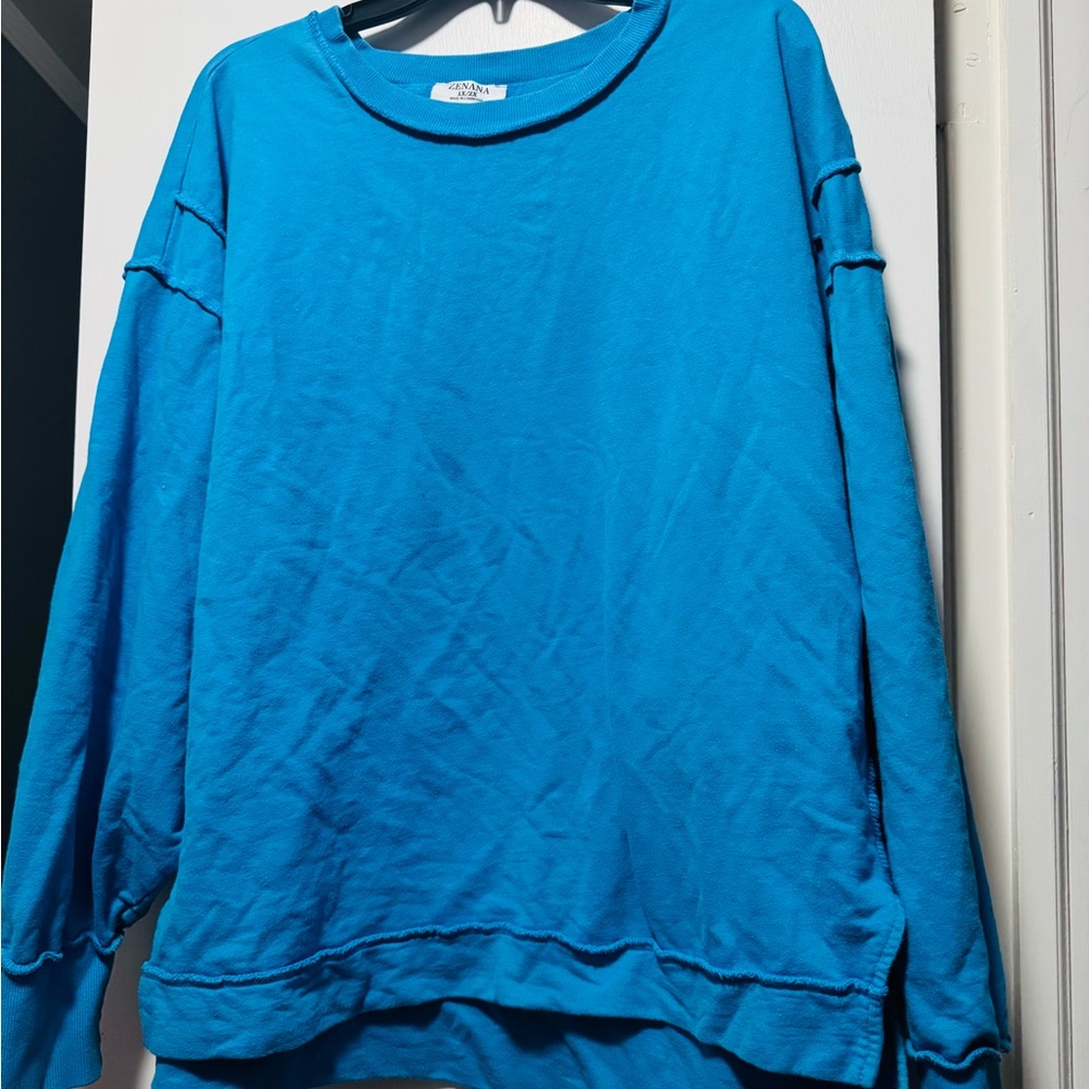 Zeanna Blue Oversized Sweatshirt